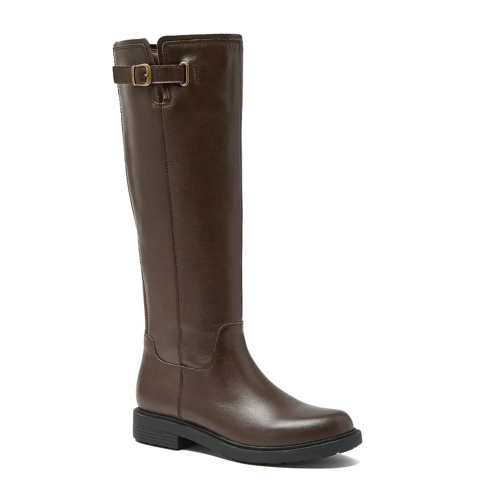 Land's End Knee-High Leather Riding Boot Women 7.5 NWOB $280 Zip Closure Elastic